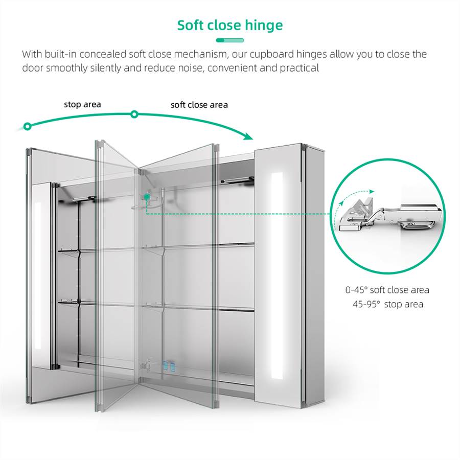 65 x 60cm Led Bathroom Mirrored Cabinet With Touch-Switch Anti-fog Shaver Socket CB02S